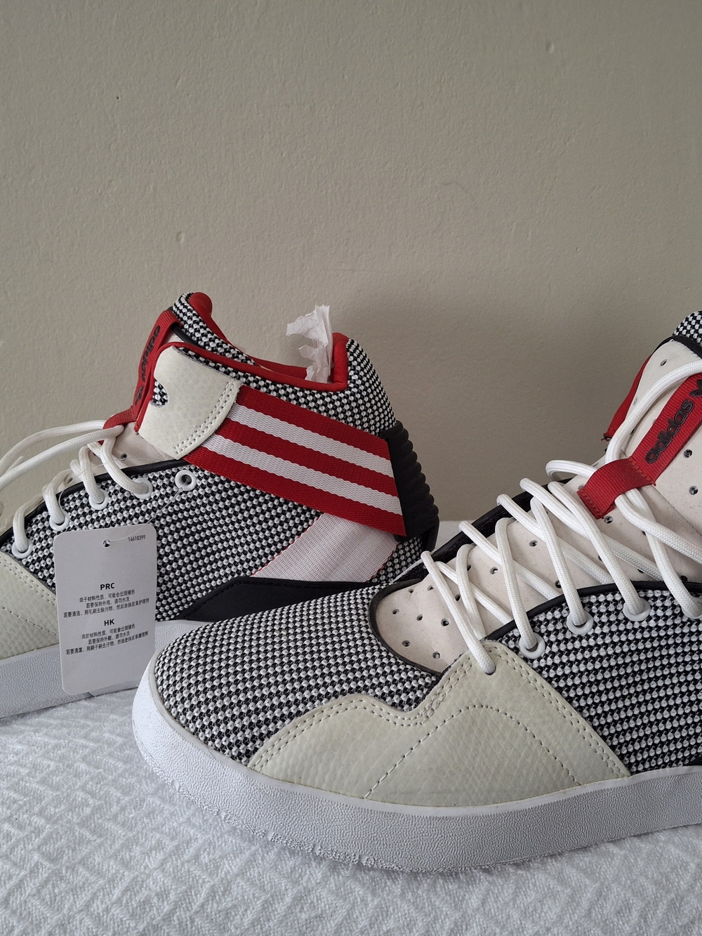 adidas Mid-Top Sneakers in Black, White & Red